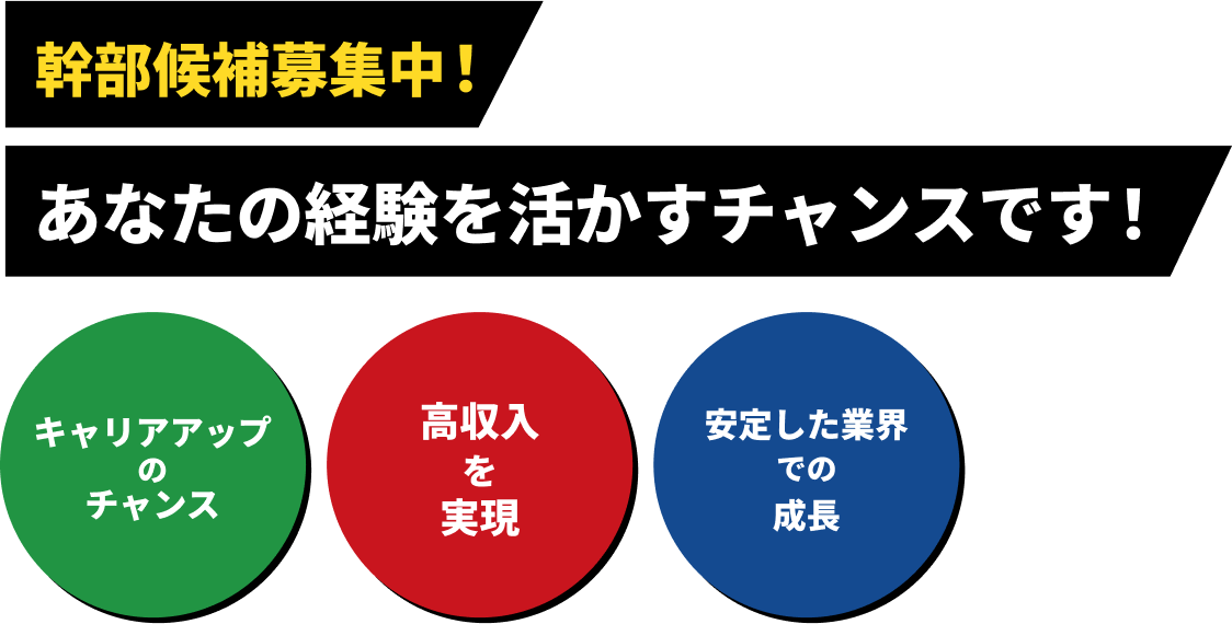 幹部候補募集中！あなたの経験を活かすチャンスです！
